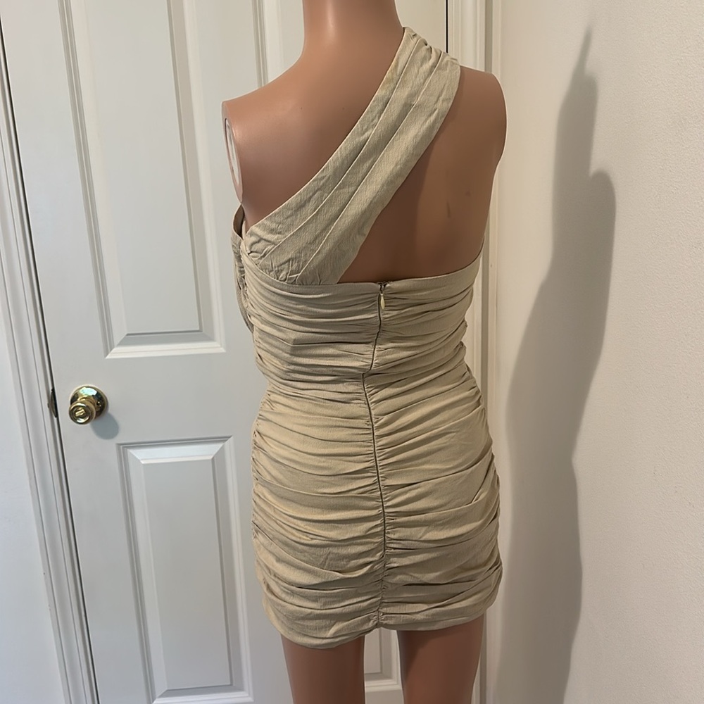 New Atoir The Oracle Dress in Taupe Size XS beige mini dress ruched strapless - Picture 4 of 6